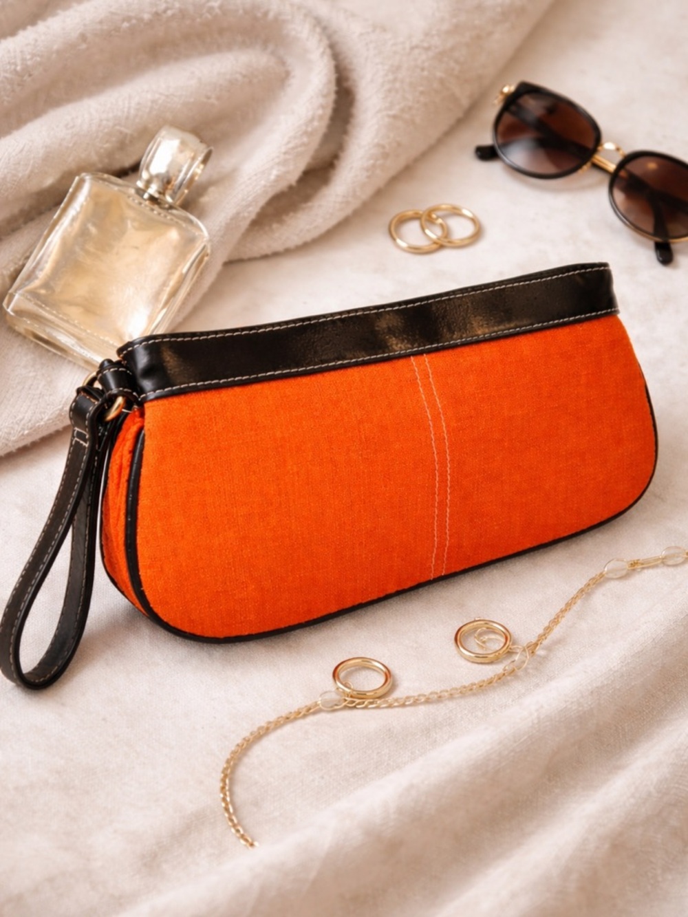 Victoria's Secret Orange and Black Wristlet Clutch